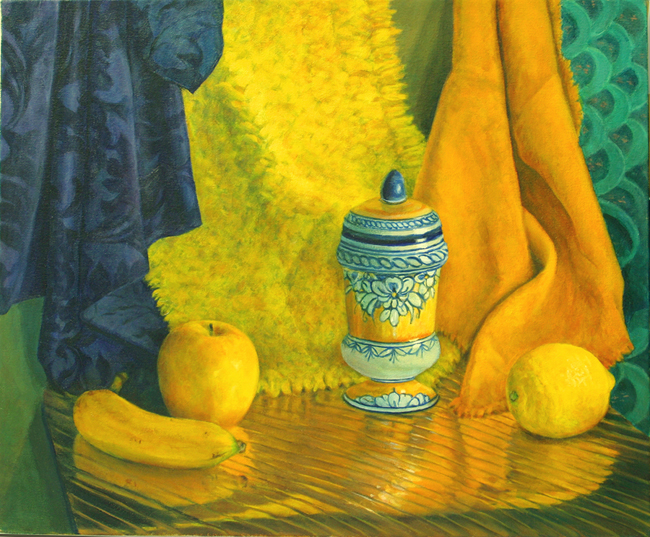Spanish Jar In Yellow and Blue